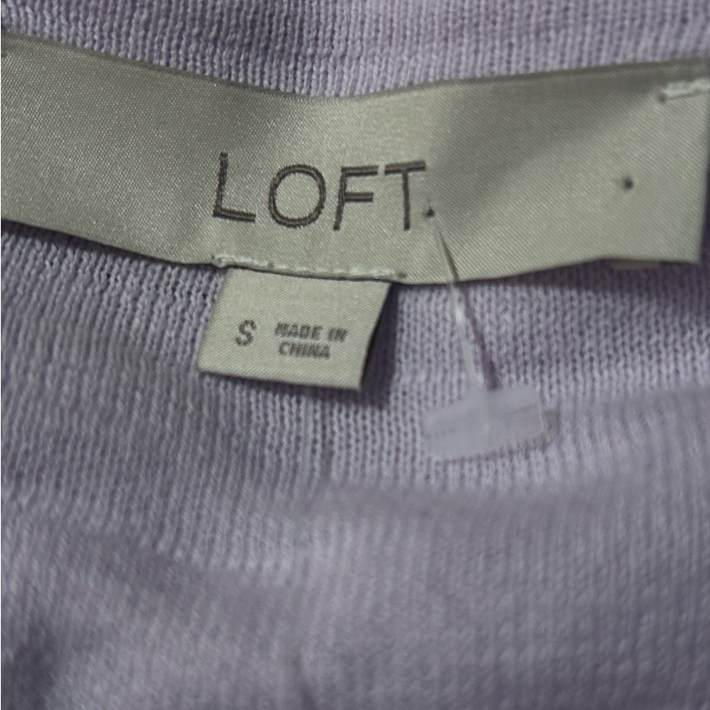 Loft Tasseled Tie Neck Top T-Shirt 100%Cotton Embroidered Long Sleeve Sz S - Picture 12 of 14